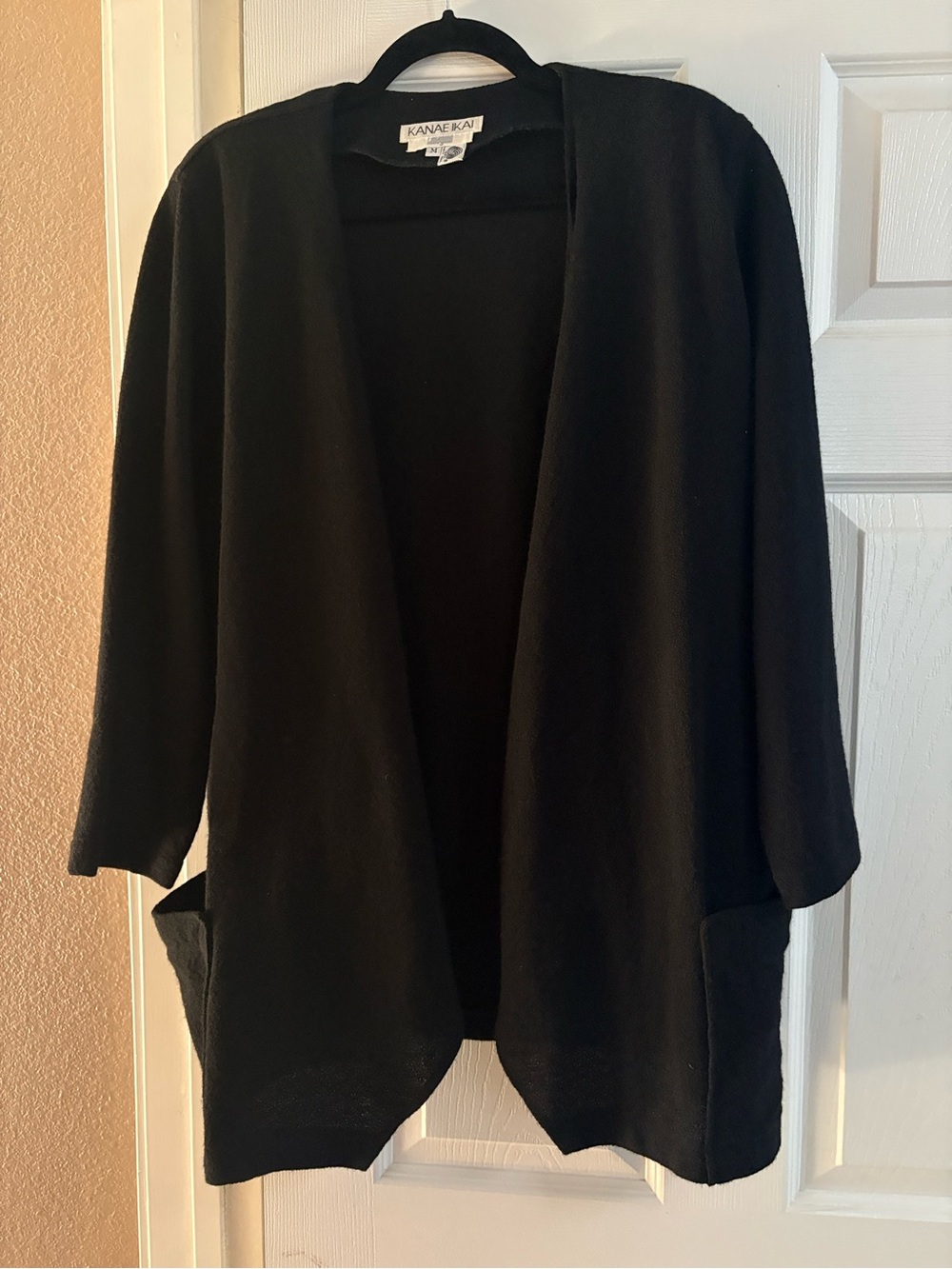 100% pure wool Kanae Ikai cardigan vintage VTG pockets quiet luxury M